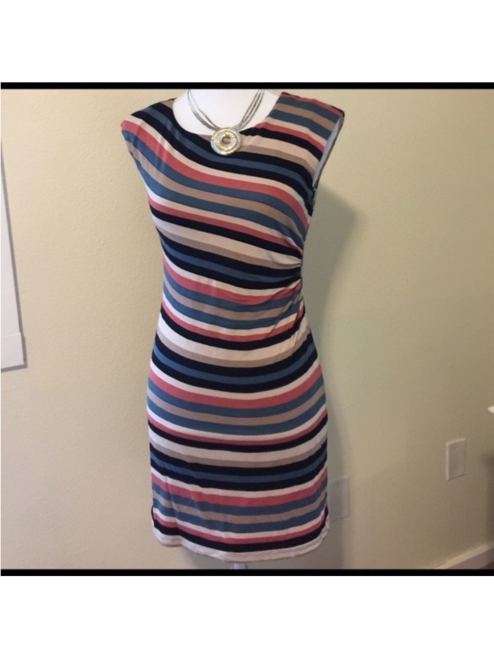 LOFT Striped Sheath Dress EUC
